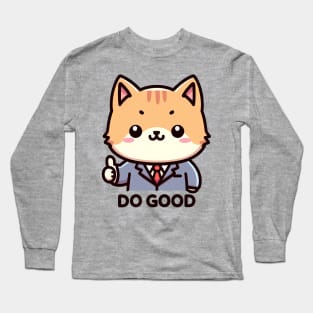 DO GOOD Cat Office Worker Long Sleeve T-Shirt